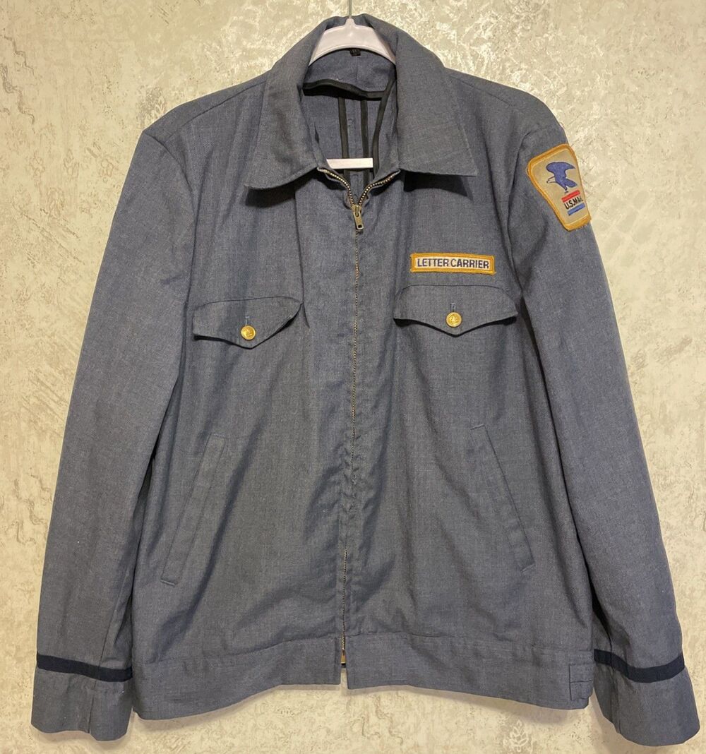 Vintage 60s 70s USA  mail letter carrier talon zipper postal jacket 42L